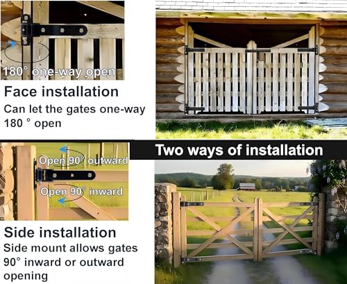 900 Lbs Capacity Heavy Duty T-Strap Gate Hinges (2 Pack) - 13” Thickened Solid Carbon Steel, 180° One-Way Open, Black Wrought Hardware for Fence, Barn, Shed, Wooden & Metal Gates (Patent Pending) by NIFHERTIG - Image 6
