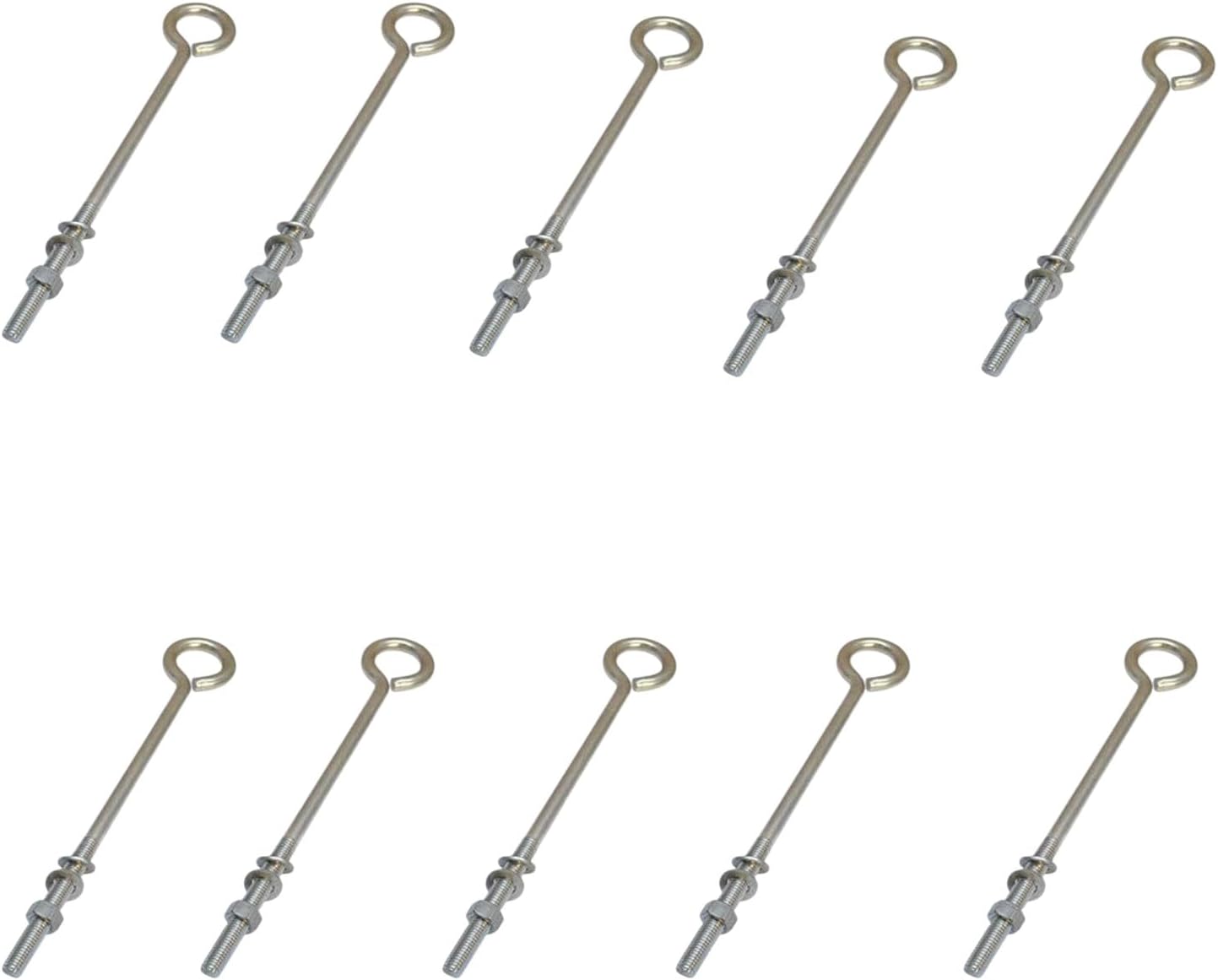 10 Pc Forge Style Marine SS 1/2" x 10" Turned Eye Bolt Nut and Washers 250Lb Cap