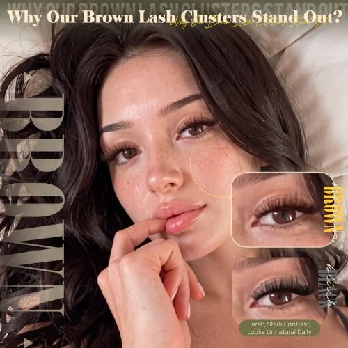 Brown Lash Clusters Wispy Eyelash Clusters Short 10-12-14mm Natural Fluffy — view 4