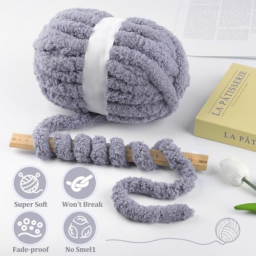 Image of 8 Pack Chunky Chenille Yarn #10 for Hand Knitting - Super Bulky Chunky Knit Blanket Yarns, Jumbo Big Thick Chunky Yarns for Crocheting (8, Pure White & Avocado Green)