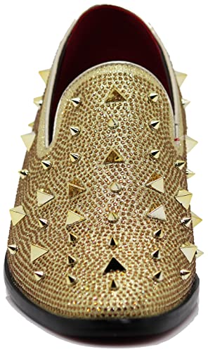 SPK24 Men Vintage Spikes Sparkle Formal Tuxedo Stage Fashion Slip On Loafer Dress Shoes3