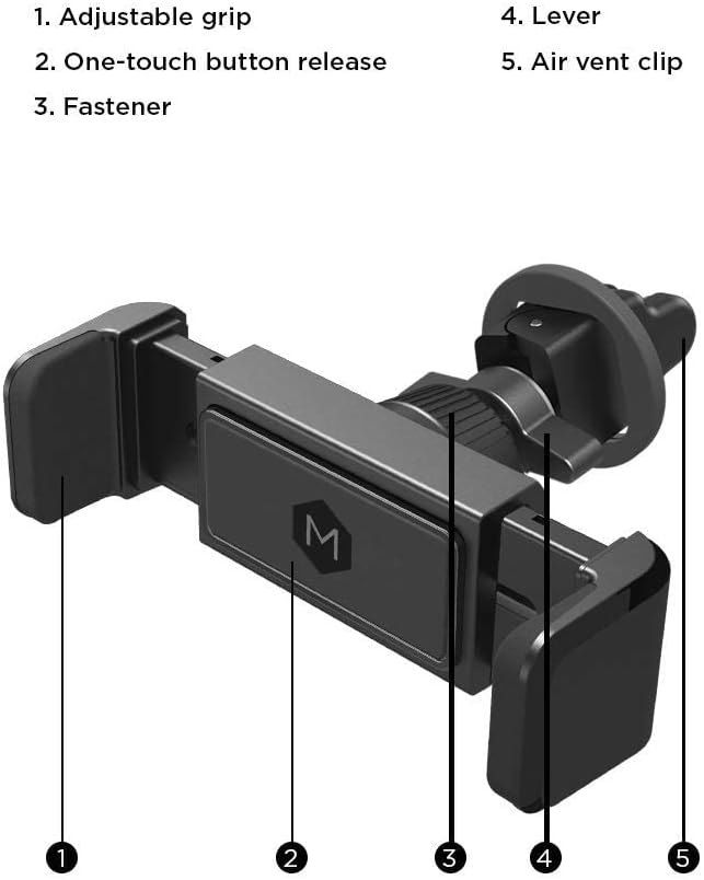 One Touch Grip Air Vent Mount - Universal Car Phone Holder | Quick Grip Design | Compatible with All Mobile Phones - iPhone, Samsung Galaxy, and More. Enjoy Hands-Free Convenience!