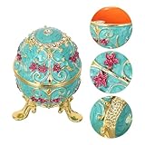 Veemoon Russian Enamel Egg Trinket Box Blue Decorative Jewelry Storage Box Hand Painted Mini Egg Shape Collectible Ornament for Tabletop Display - Image 9
