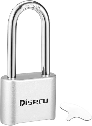 disecu Cerradura de combinación de grillete largo resistente de 4 dígitos, función antierror, candado impermeable de alta seguridad al aire libre