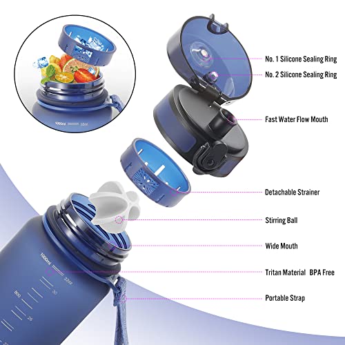 PROIRON-32OZ-Water-Bottle-Leak-Proof-Drink-Bottle-BPA-Free-USA-Tritan-Material-Gym-Bottle-with-Protein-Shaker-Flip-Top-Lid-Removable-Strainer-for-Fitness-Cycling-Gym-Camping