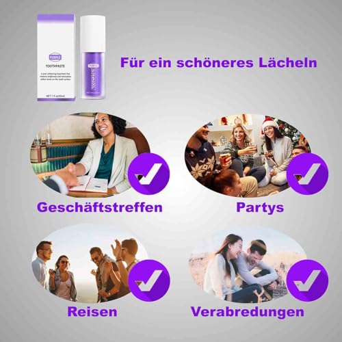 Lila Zahnpasta Weisse Zähne,Purple Teeth for Whitening Teeth,Lila Zahnpasta weiße zähne Heidelbeergeschmack 30ml