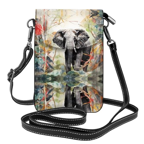 LLKGO TElephants in the Forest - Bolso cruzado para teléfono móvil, cartera pequeña para mujer, un regalo práctico adecuado para salir, hacer ejercicio y ir de compras