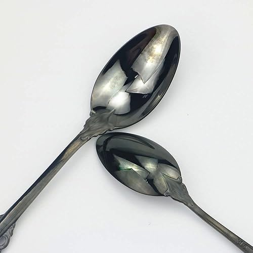 Miniatura 9 de JASHII Juego de vajilla familiar de 4 piezas para 1 juego de vajilla plateada, ideal para reuniones familiares y uso diario, cucharas, cuchillos,