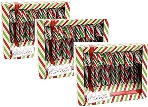Classic Festive Peppermint Candy Canes 36 Count (3 x 12 Pack) 432g | Individually Wrapped Minty Sticks | Nostalgic Christmas Tree Decorations & Gifting Bundle.