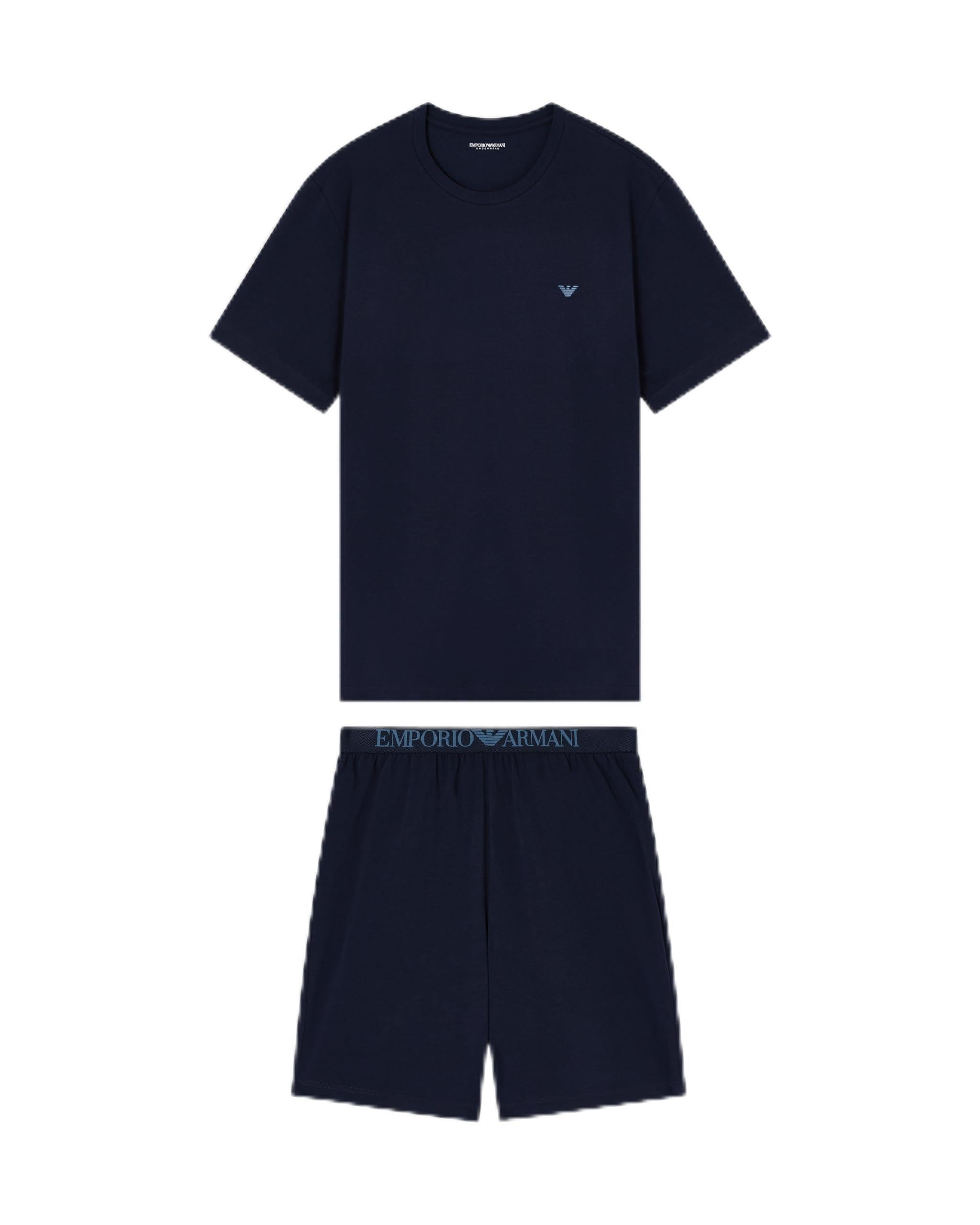 EMPORIO ARMANI Herren T-Shirt+Shorts Pyjama Pyjamaset, AR.Blue/AR.Blue, XL