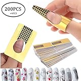 200PCS Nail Art Tips Extension Forms Guide French DIY Tool Acrylic UV Gel Tools,4PCS Water Transfer Nail Art Stickers Manicure Nail Tips Decorations (AABB010A)