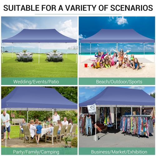 Image of COBIZI 10x20 Pop Up Canopy with 4 Sidewalls, Conical Party Tent 10x20 with 3 Adjustable Height Waterproof, UV-Resistant EZ Outdoor Gazebo with Carry Bag, Sandbag, Stake, Rope for Parties, Commercial