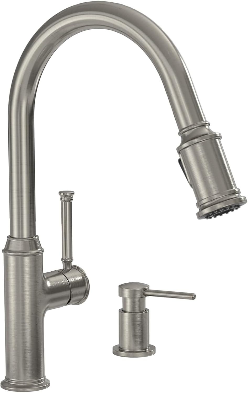 Lava Odoro Brushed Nickel Kitchen Faucet with Soap Dispenser, Brass Kitchen Sink Faucet and Soap Dispenser, Kitchen Faucet Set
