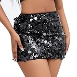 EDLMKM Sequin Skirt, Stretchy Bodycon Mini Skirts for Women Girls, Gold Sparkle Skirt, Wrapped Sparkly Glitter Shiny Short Skirts for Women Concert Outfit Dance Street Club Party Night Out Party