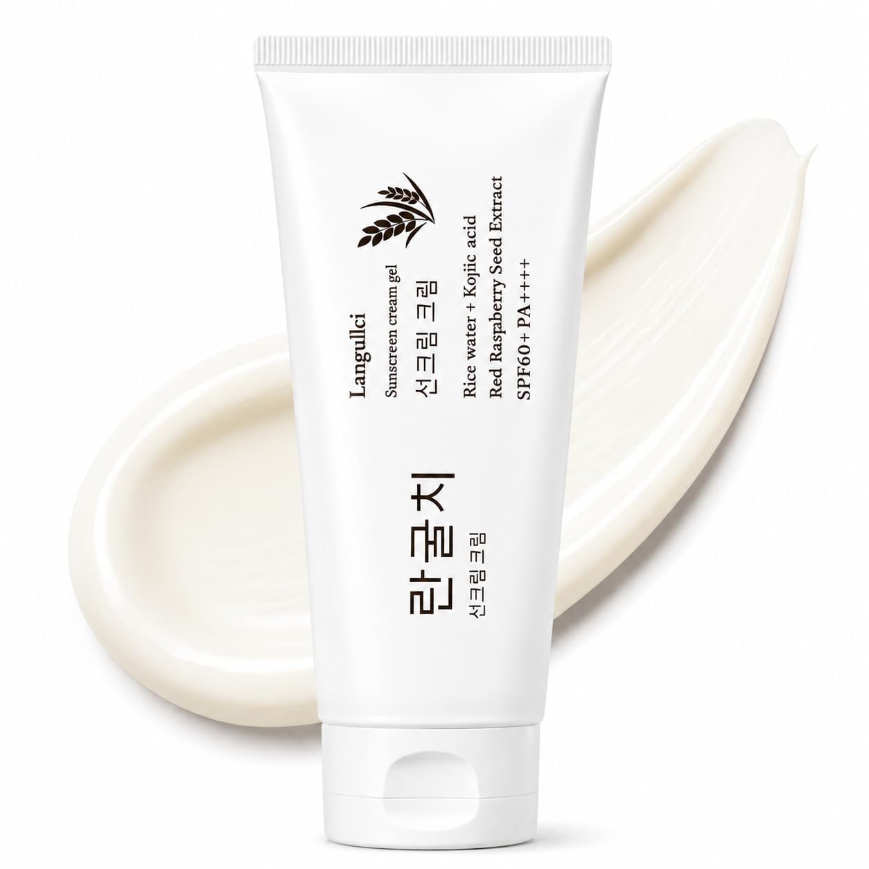 Langulci Sunscreen Cream Gel SPF 60+ PA++++ with Rice Water, Kojic & Red Raspberry Seed Extract | Lightweight Daily Face | Broad Spectrum UV Protection | Suitable for All Skin Types (Milk-Cream)-image-38