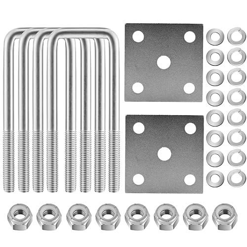 KATUNA Stainless Steel Square U Bolt Kit for Boat Trailer Axle Leaf Springs, for 2x3 Axle - 6 5/16