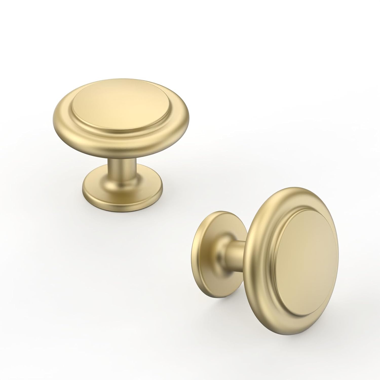 Amerdeco 10 Pack 1-1/4 Inch Brushed Gold Cabinet Knobs for Kitchen, Bathroom, Closet, Cupboard — image 1