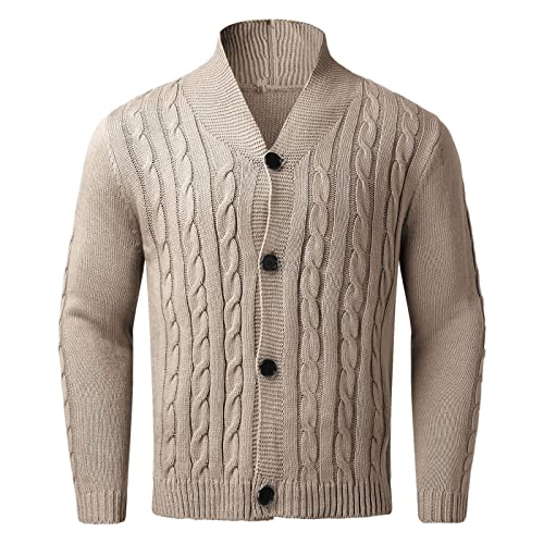Mens Shawl Collar Cardigan Sweater Cable Knitted Button Down Sweaters Fall Winter Cable Knitted Outwear4
