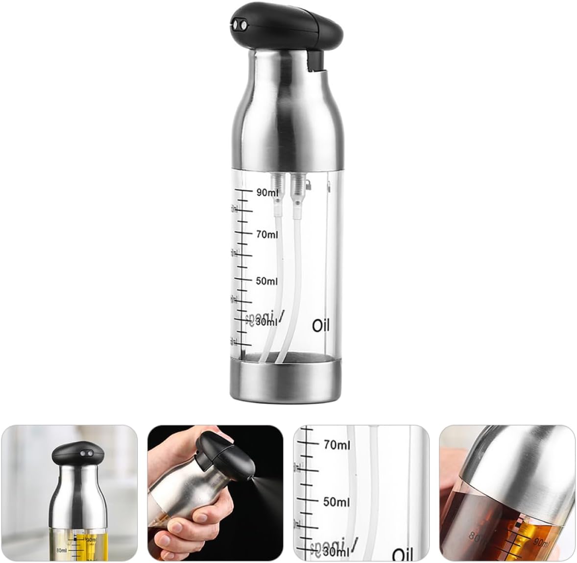 Amosfun Oil Sprayer Dispenser Bottle Kitchen Spray Container for Cooking Bbq Baking Ergonomic Design Two Sprayers for Oil Sauce and Vinegar