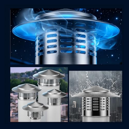 LXFNDZW 3 Inch Stainless Steel Chimney Cap Heavy Duty Stove Pipe Cap with Mesh Screen for Wood Stove, Tapered Roof Flue Vent Cover - Outdoor Fireplace Protection - Thumbnail 4
