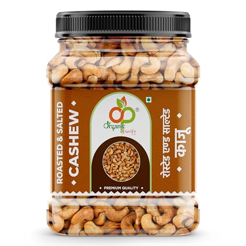 Image of Organic Purify Roasted and Salted Cashew Nuts 500 GM | W320 Grade | Premium Crunchy Kaju | Low Sodium, Oil-Free | Jar Pack