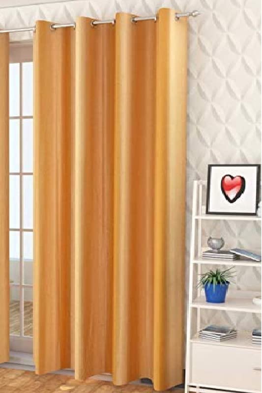 Exporthub 1 Piece Plain Eyelet Polyester Window Curtain - 6ft, Golden