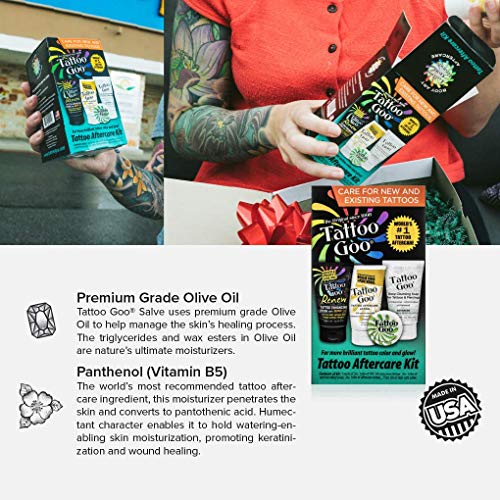 Tattoo Goo Aftercare Kit Brighten Colors & Soothes Skin - Includes Healing Balm, Moisturizing Lotion, Deep Cleansing Soap + Renew Enhancing Lotion with SPF 30 - Cruelty-Free, Natural Ingredients - Thumbnail 2