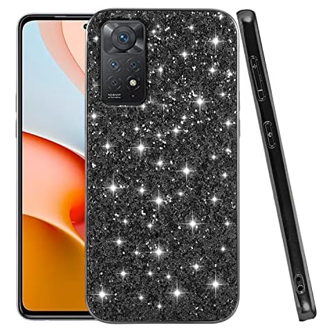 Compatible with Xiaomi Redmi Note 11 Pro Case Glitter Slim Redmi Note 11 Pro 5G Phone Case Sparkly Shockproof Cases TPU Bling Bumper Protective Case (Redmi Note 11 Pro, Black) Cover