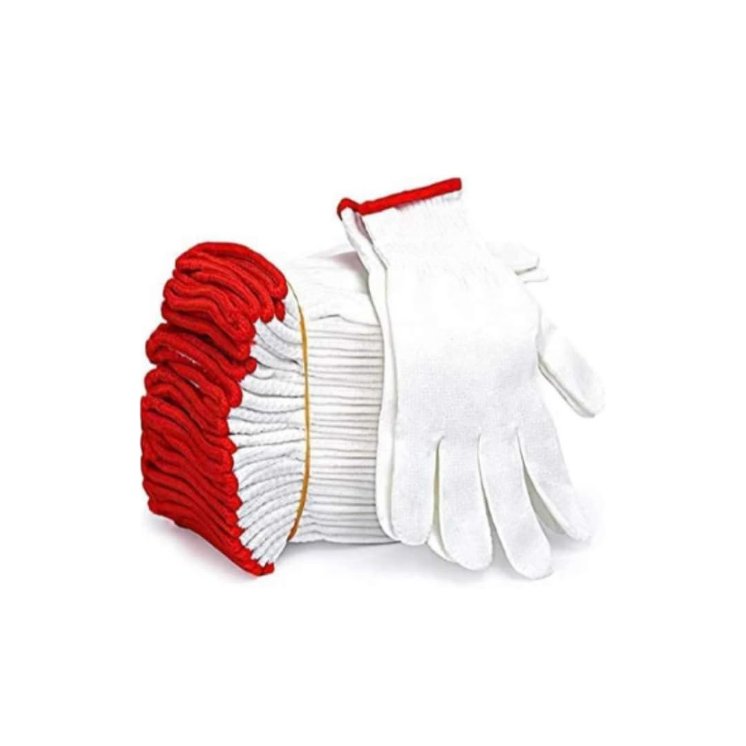 SWATRIC Reusable Cotton Pack of 10 Knitted Safety Protection Grip Work Gloves For Painter Machanic Industrial Warehouse Gardening Men Women Industrial Protect Knitted White Gloves(Free Size)