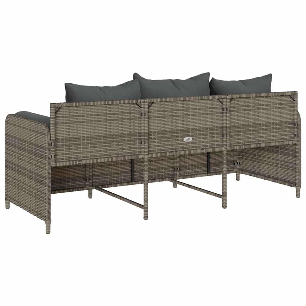 vidaXL Sofá de jardín de 3 plazas con Cojines ratán sintético Gris, sofá de Exterior, Muebles de jardín, Muebles de Patio, Asientos de jardín