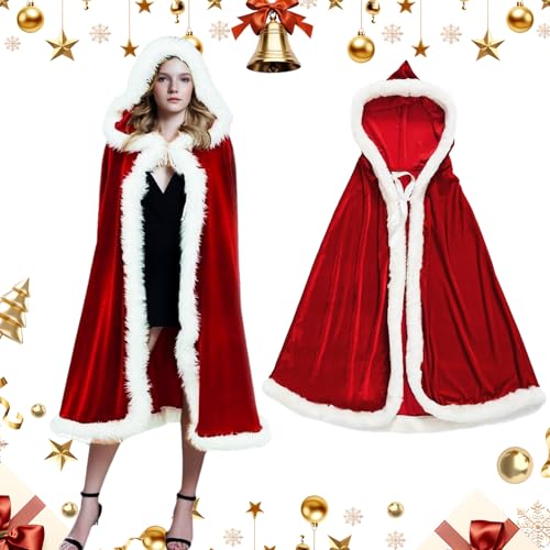 Weihnachten Santa Umhang mit Kapuze, Rotes Cape Weihnachtsmann,...