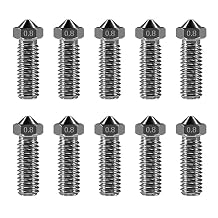 10PCS Hardened Steel Nozzles 0.8mm 3D Printer Volcano Nozzle 0.8mm M6 Printed Head for 1.75mm Filament 3D Printer Parts Volcano Heater Block J-Head Hotend Extruder