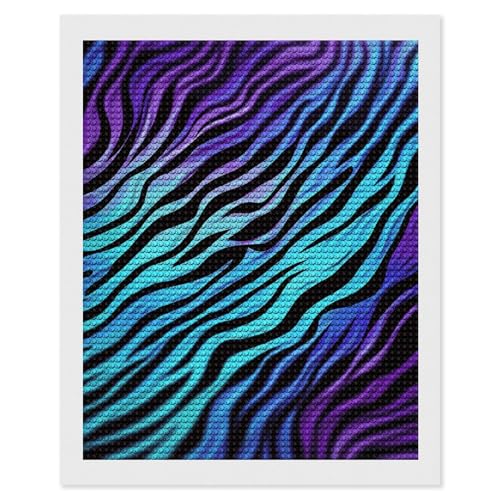 Peinture diamant 5D pour adultes design zébré multicolore, art thérapie de salon zen
