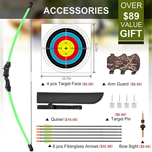 Asdw Archery Youth Bow And Arrow Kids Bow Set Recurve Bow Beginner Bow And Arrows Kids Bow And Arrow Teenage Bow Game Bow Beginner Bow Birthday Gift Bow Draw Weight 18 Lbs #TOP3