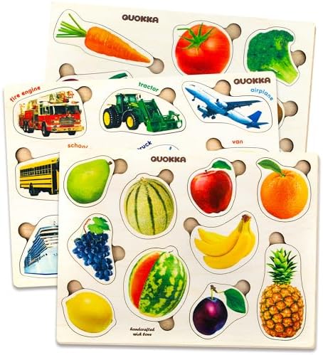 QUOKKA Spielzeug Puzzle ab 1 2 3 Jahre - Montessori Holz Steckpuzzle für Kinder ab 4 - Lernspielzeug Mit Realistischen Früchten für Mädchen and Jungen