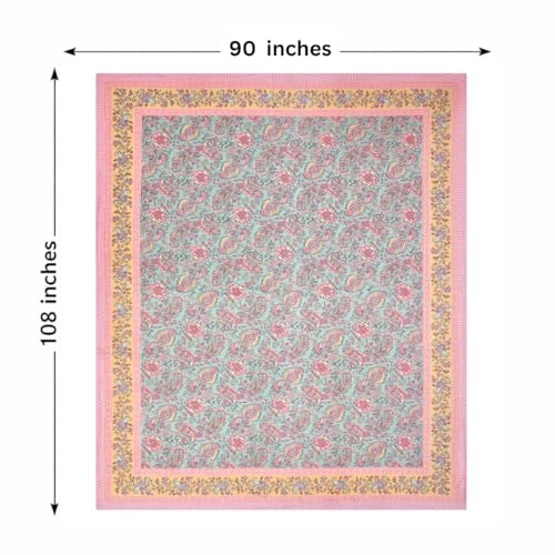Image of ElanorHomes 240 TC Cotton Double King Size Bedsheet | Ultra-Soft & Skin-Safe | Breathable Summer Comfort | 93x108 inches with 2 Pillow Covers (Petal Symphony)