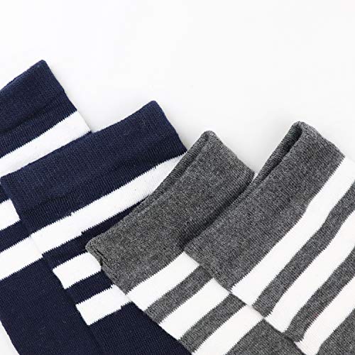 Image of DRESHOW 6 Pairs High Thigh Socks Striped Over Knee Thin Tights Long Stocking for Women Leg Warmer