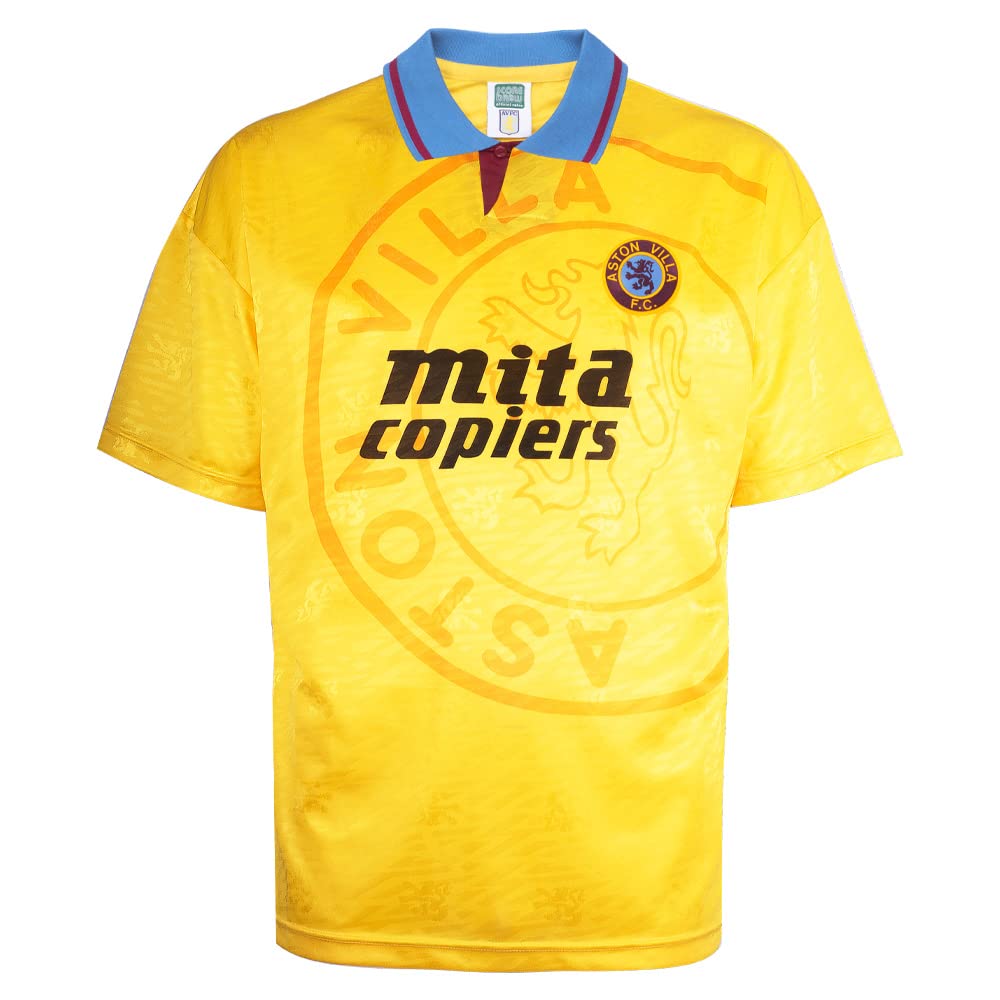 Score Draw Men's Yellow Aston Villa 1990 Third Retro Football Shirt XXX-Large Polyester
