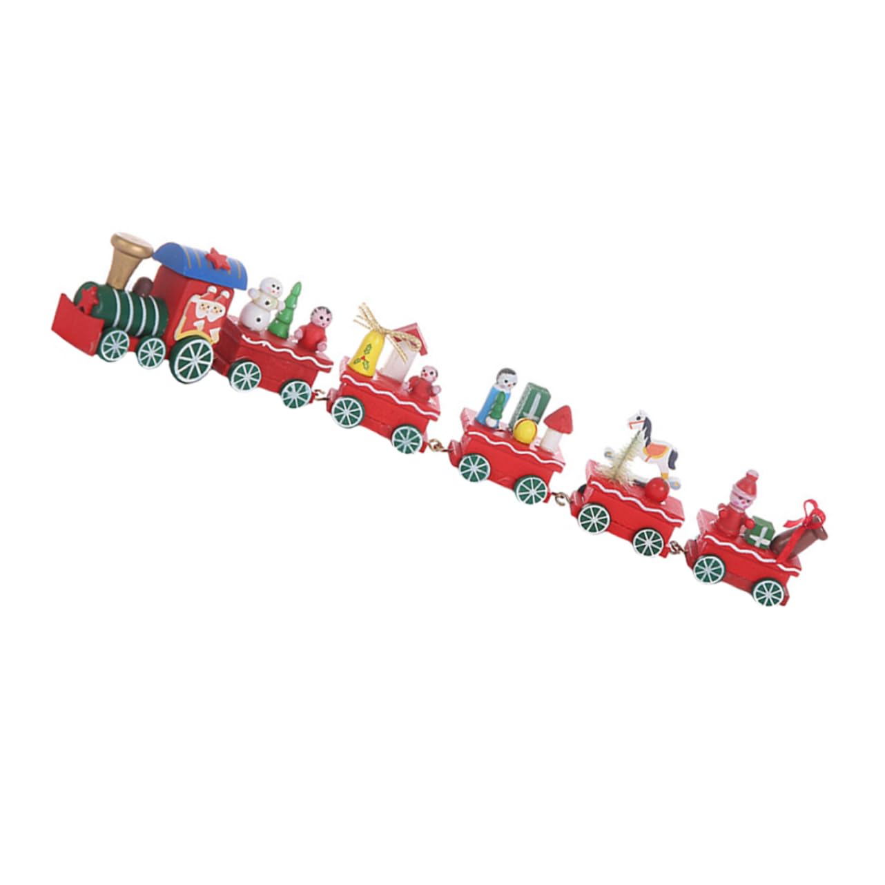 PHENOFICE Christmas Decorations Set Train Set Ornament Wooden Train Toy for Holiday Decor