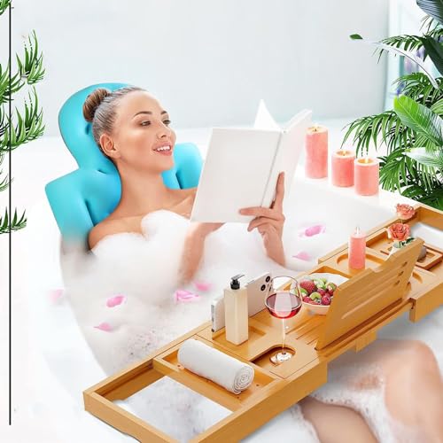 Volledig Lichaamsbadkussen 51,97 Inch Afneembare Wasbare Spa-badkussens voor Volwassenen Voorkomen Uitglijden Badkuipkussen met Sterke Zuignappen voor Hoofd-nek-rug-schoudersteun - Afbeelding 3