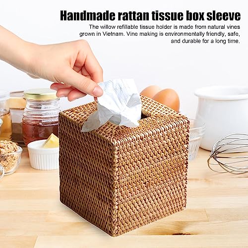 Oldmoom Rattan Tissue Box | Hand Woven Tissue Holder,Decorative Facial Napkin Holder, Tissue Box Organizer Dispenser for Kitchen, Toilet, Dining Table - Cosy Home Interiors Oldmoom Rattan Tissue Box | Hand Woven Tissue Holder,Decorative Facial Napkin Holder, Tissue Box Organizer Dispenser for Kitchen, Toilet, Dining Table - Image 2
