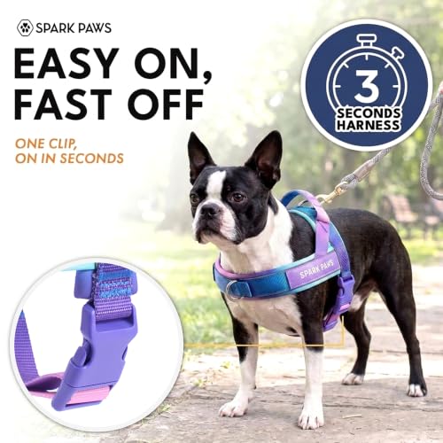 Image of Spark Paws No Pull Front Clip Dog Harness - Easy On, Padded and Lightweight | Two Clips, On in Seconds, Chest Bearing, Australian Style, No Throat Pressure, for Small Medium and Large Breeds