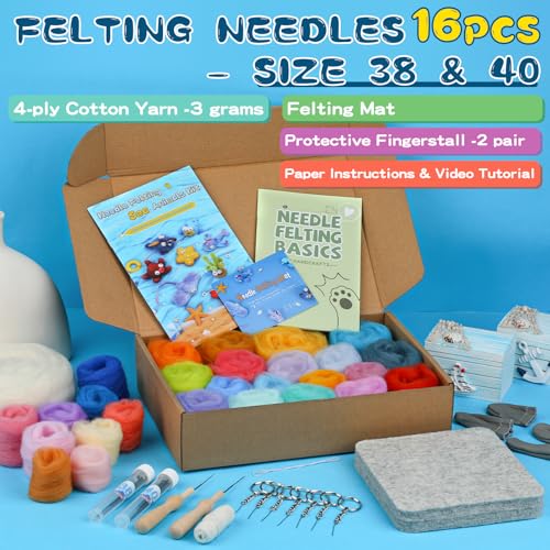 Image of Needle Felting Kit, 12 Sea Animal, 42 Colors Wool Felting Kit for Beginners