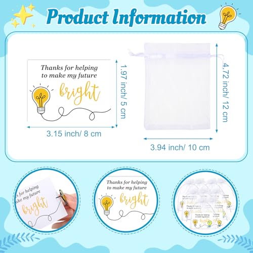Image of Hoteam Teacher Appreciation Gift Light Bulb Pins Bulk Employee Brooches Bright Future Coworker Thank You Cards