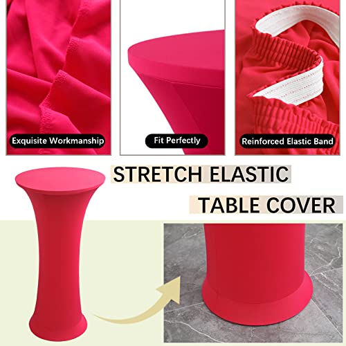 Image of Cocktail Table Covers - 2 Pack 24 inchx43 inch Fitted Highboy Table Cloth - Magenta