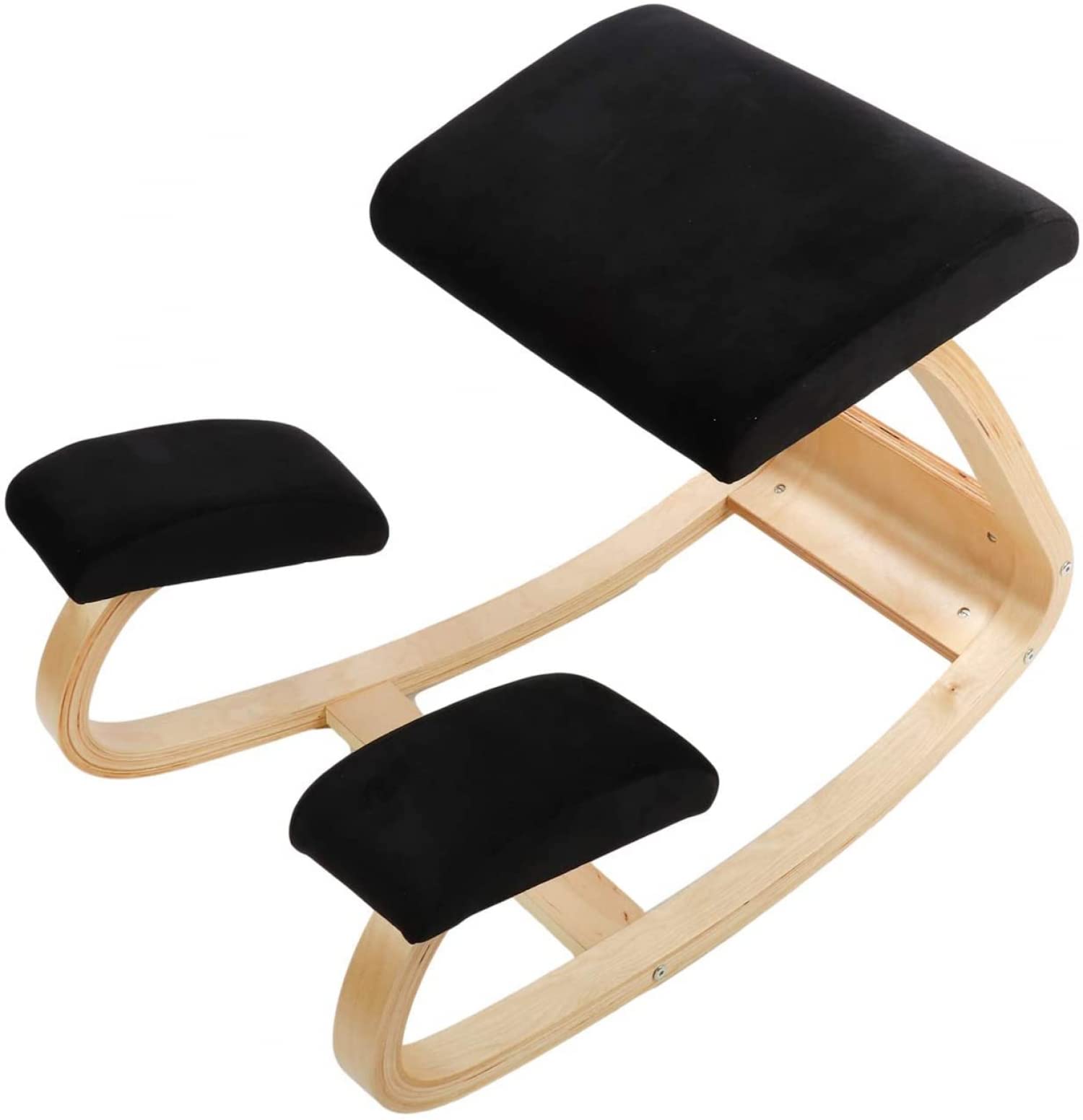 Buy Wooden Ergonomic Kneeling Chair, Black Spine Correction Rocking