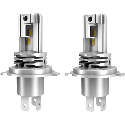 MGCOKINILY Halogen Auto Lampen H4, 500% Helligkeit als Halogenlampen 6000K Kaltes Weiß,1:1 Mini-Größe, 2 Stück