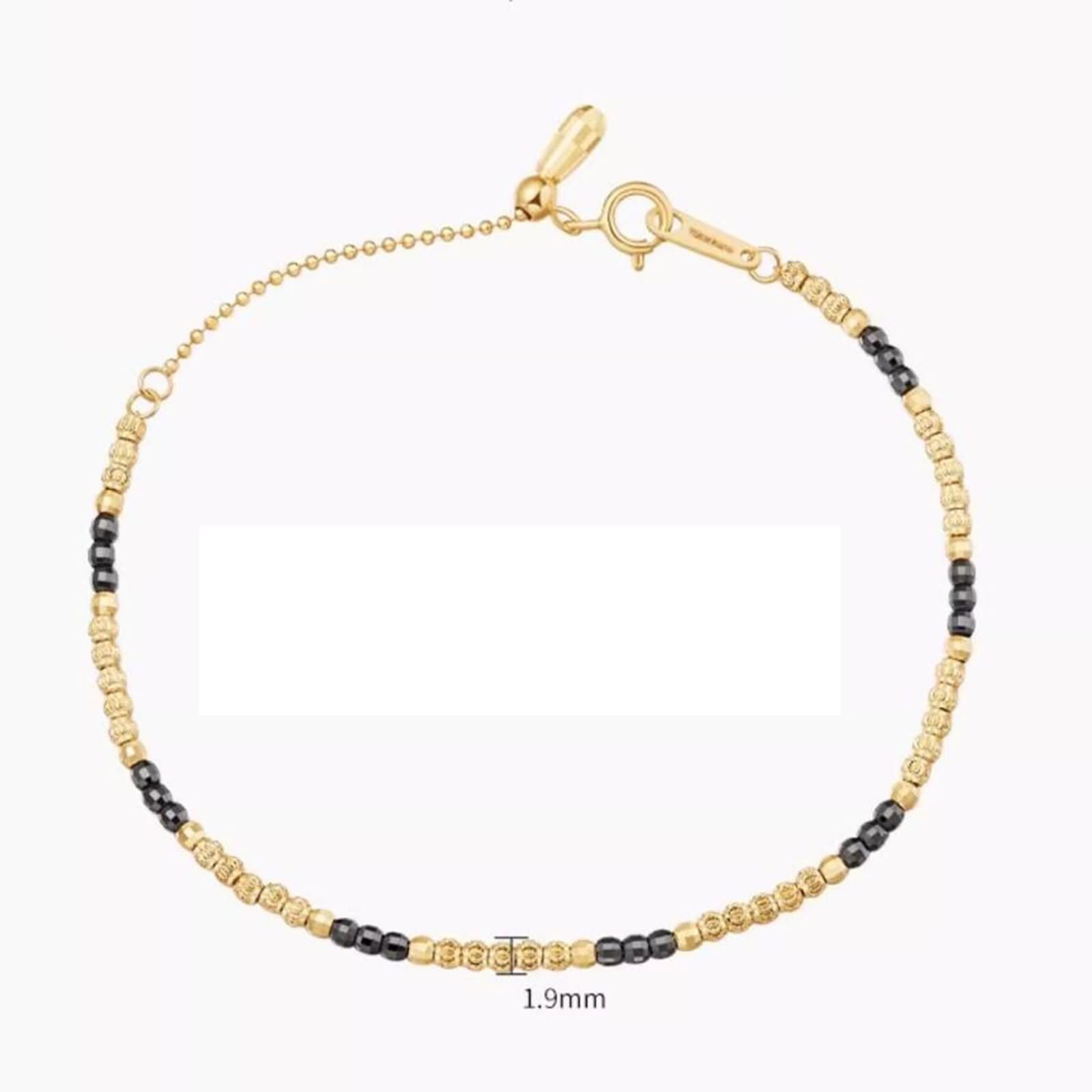 Bracciale Oro Donna 9 Kt / 14 Kt / 18 Kt 750, Catena a Perline da 1,9 MM, Regolabile 16 CM + 5 CM, Bracciali Catena Donna Oro