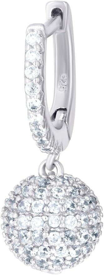 925 Sterling Silver Unisex Cubic Zirconia Ball Endless Dangle Hoop Earrings 19.8x7.1mm Wide Ball Earring for Women