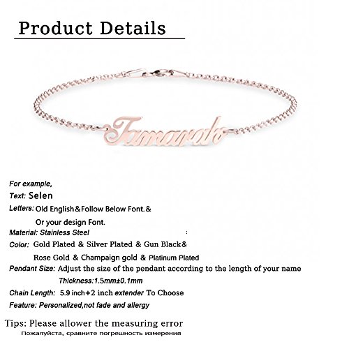 Qiamni Personalized Custom Name Bracelet Bangle Engraved Signature Love Message Customized Gift For Women Handmade Charm Jewelry (Gold Plated) #TOP3